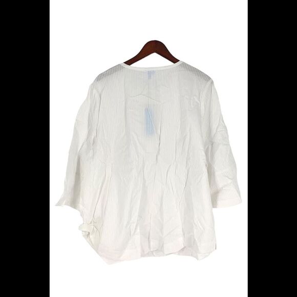 Draper James Ruffle Placket Tunic In White Shirting Stripe - Regular - Picture 2 of 2